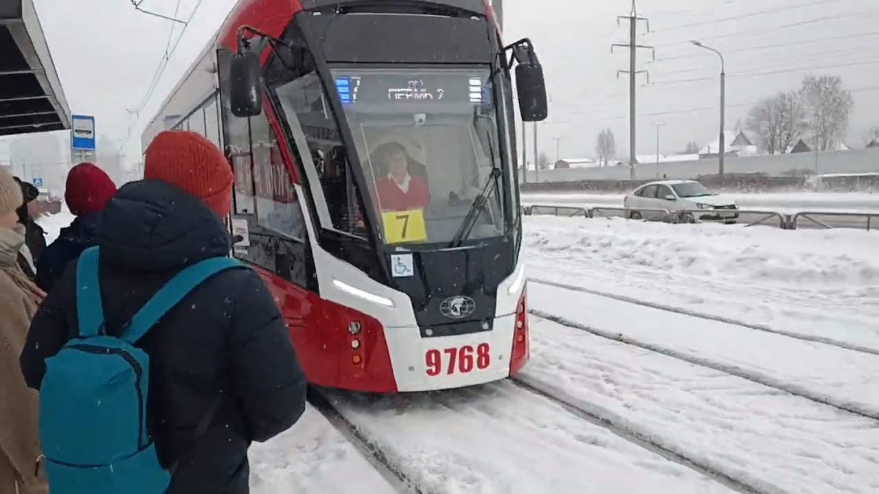 Пермь. Трамвайный маршрут №7 обратно. ВРЗ — Ст. Пермь 2. 71-911ЕМ 