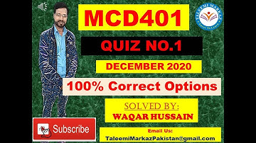 MCD401 Quiz No 1 Solution December 2020