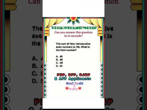 WRITTEN NEURO-PSYCHIATRIC EXAM REVIEWER || IQ TEST FOR TRI-BUREAU AND AFP APPLICANTS #shorts