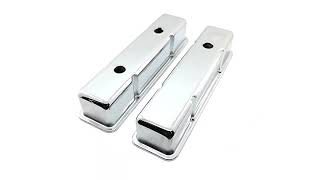 1958-86 STEEL CHEVY SMALL BLOCK 283-305-327-350-400 TALL SMOOTH VALVE COVERS - CHROME