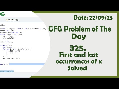 First and last occurrences of x || C++ || GFG Daily Problem