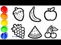 Drawing Fruits for Kids 🍏🍌🍒🍉🍐🍓 | Fun and Easy Step-by-Step Tutorial with Drawing Ideas