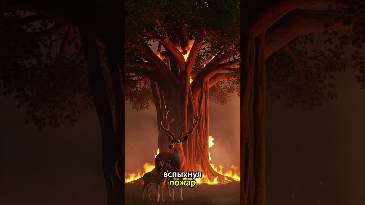 Олень и его детёныш вместе посадили дерево баньян 🦌🌳❤️✨