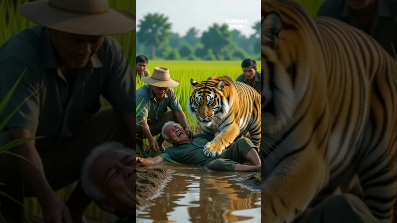 Tiger Attacks Farmer in Village | Real Tiger Attack Video | Villagers Rescue Man | Dangerous video