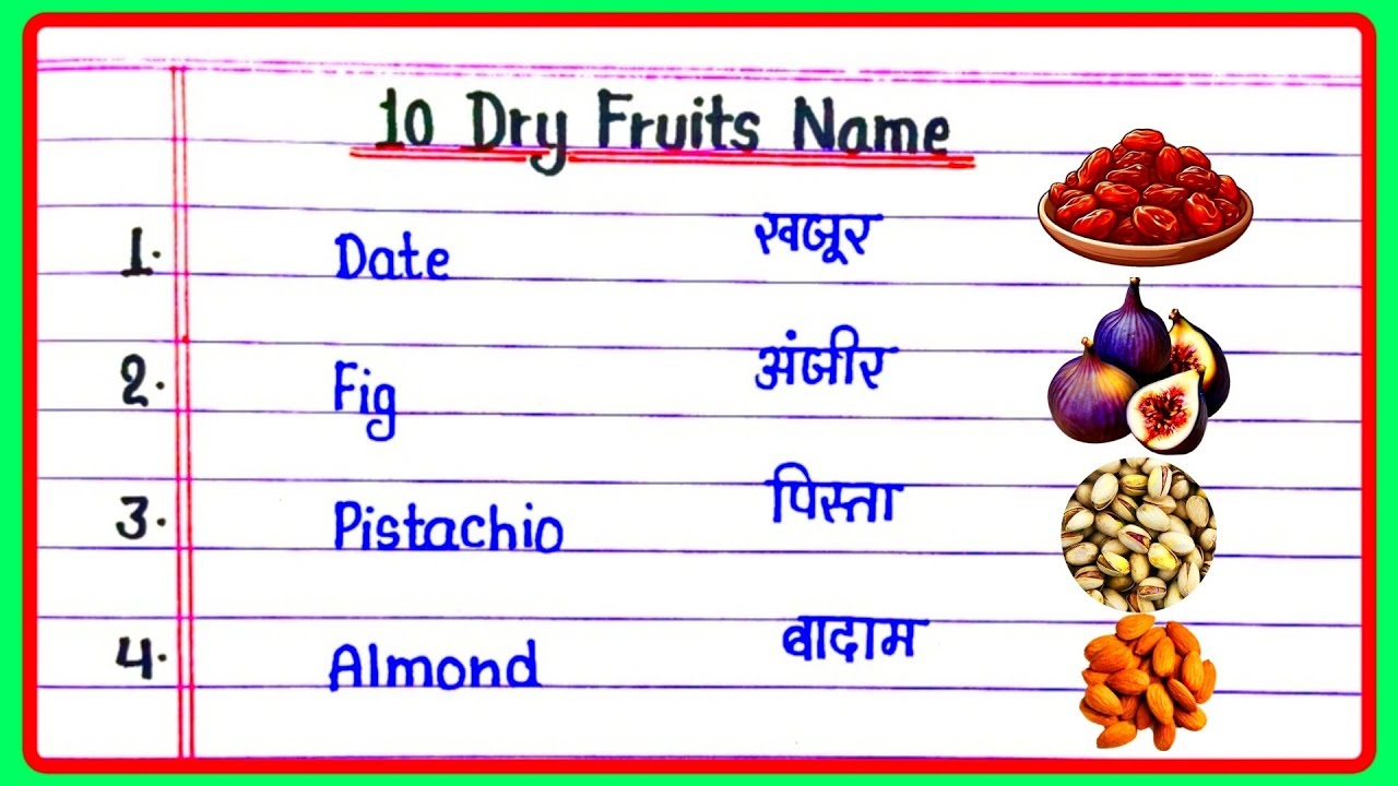 10 Dry Fruits Name In English And Hindi | Dry Fruits Name English And Hindi