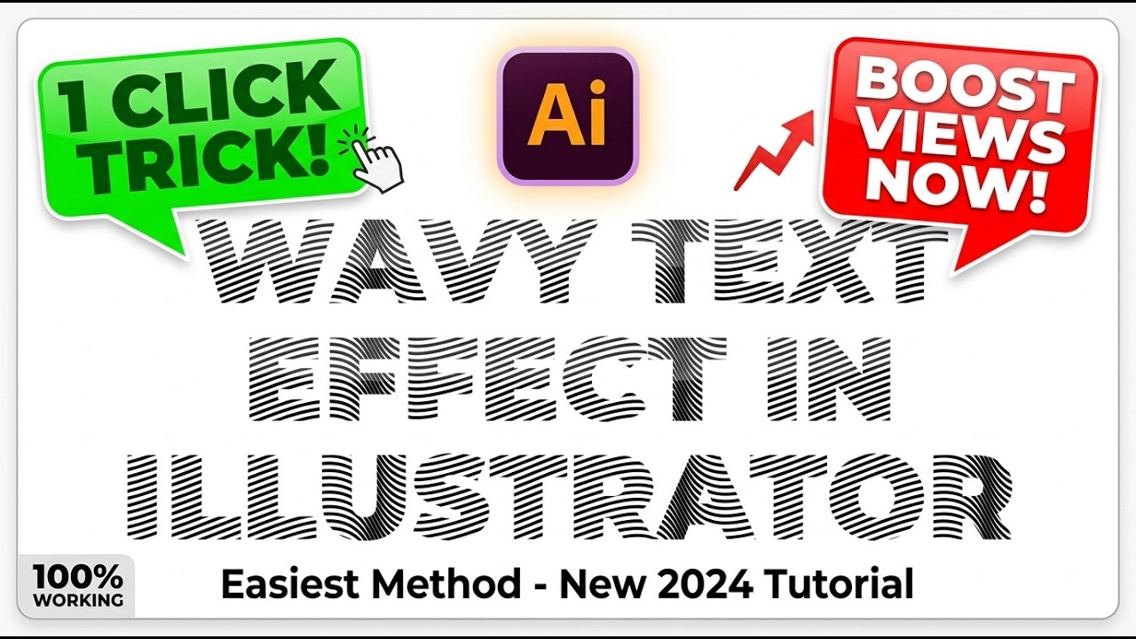Optical illusion Text Effect in Adobe illustrator - Wavy Text Effect in ...