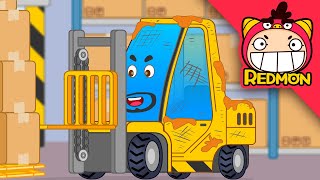 Forklift with broken fork | Easy Clean Repair Shop | 4K Cartoons | REDMON
