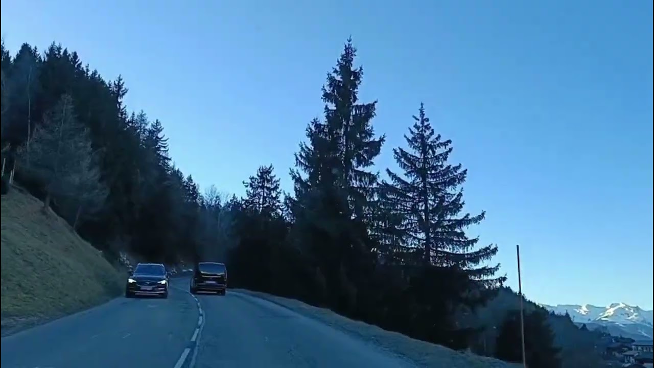 على الحدود السويسرية الفرنسيه الايطالية، الطريق إلى مدينة التزلج champagny-en-vanoise