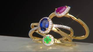 Emerald, Sapphire and Ruby Stack Rings, Sterling Silver on QVC