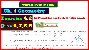 TN class 10 Maths Exercise 4.2 Q.No 6, 7, 8 and 9 in Chapter 4. Geometry