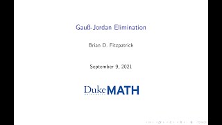 Gauss-Jordan Elimination