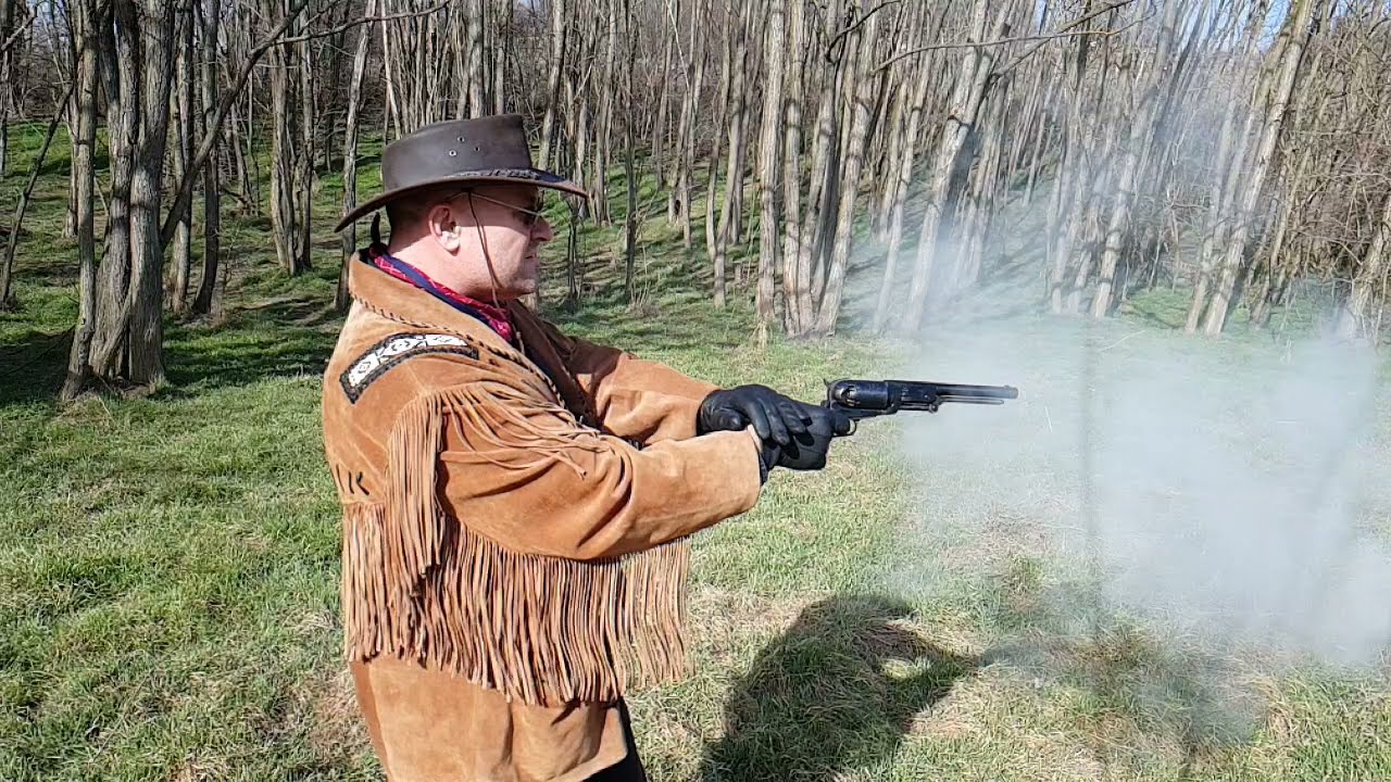 Shooting with Colt Walker 1847,.44 Cal.,UBERTI-slow motion. www.blackpowder-bg.com