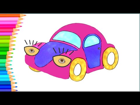 Dibujar y Colorea Carro | Dibujos Para Niños | Aprender Colores & Español y Inglés