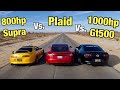 Tesla Plaid Vs. Supra Vs. Shelby GT500!!! - Drag & Roll Racing