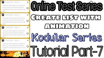 Online test series app tutorial part-7 | Test series list with animation step by step |free aia file