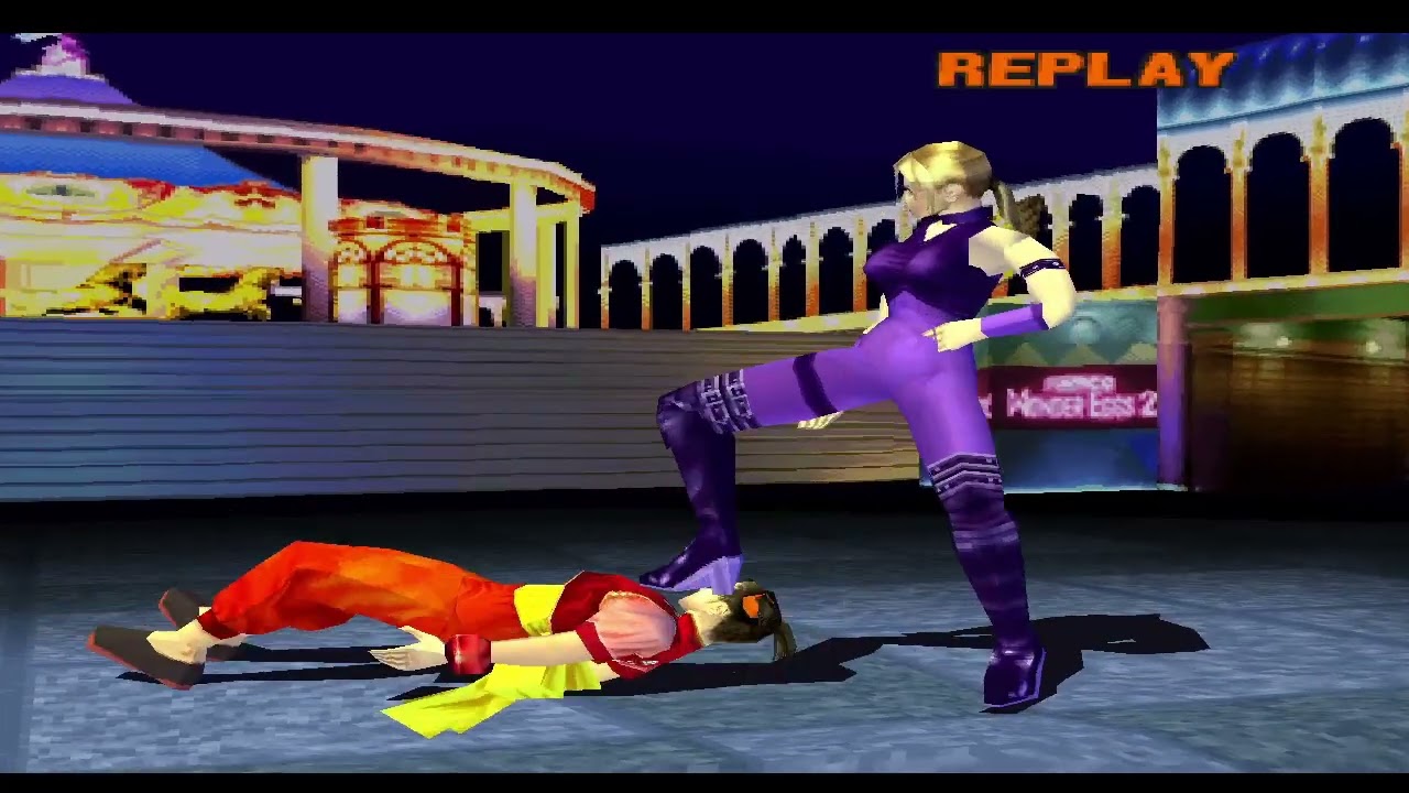 Tekken 3 Nina (blue outfit) 1P trampling Xiaoyu (red outfit) 1P in 5 rounds
