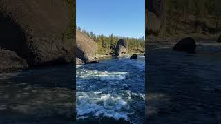 Stunning view from the Suspension Bridge of the Spokane River in Spokane, Wa