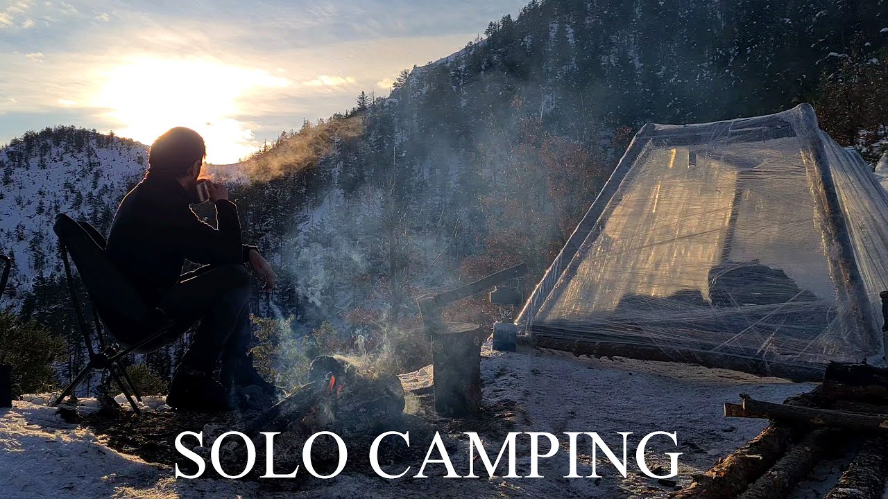 First Time SOLO Camping - Relaxing Snow Camp