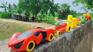 Driving Spiderman Car, Sports Car, Horse Toy, Cartoons Jeep, Cartoon Cars, Mixer Truck Toys by Hand