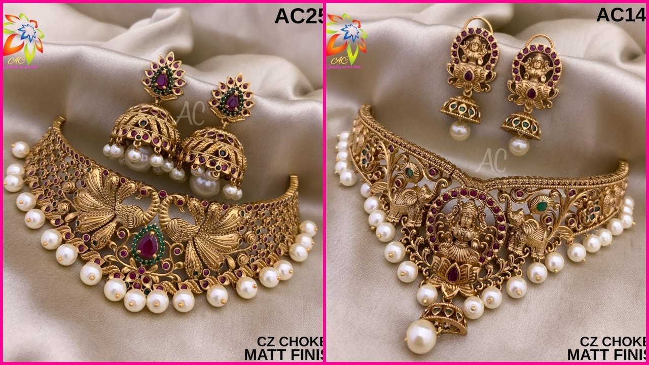 cz matte finish choker sets with price | buy online choker sets | whatsapp 9502099458