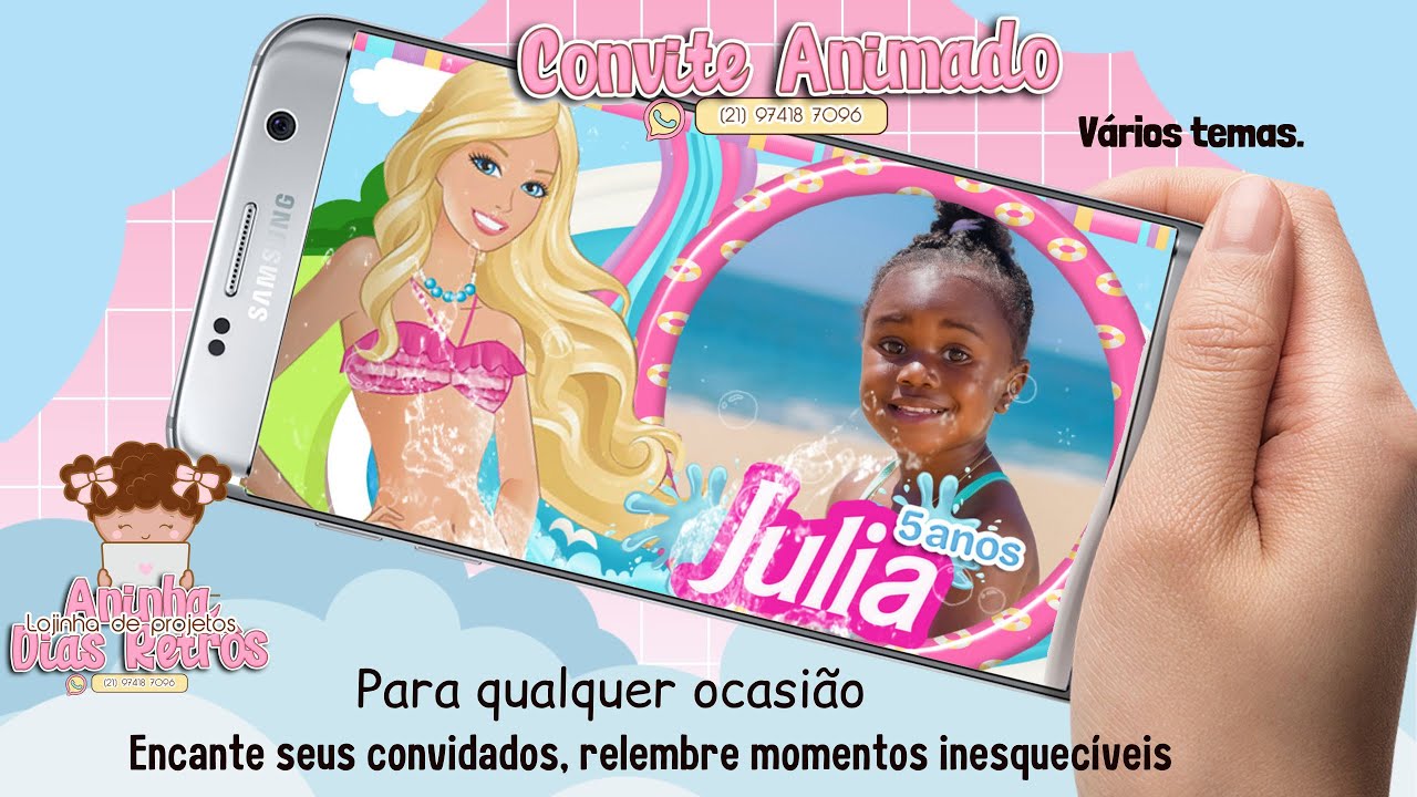 COMO FAZER UM CONVITE VIRTUAL DA BARBIE PELO CELULAR (convite simples) /  Tutorial Canva 