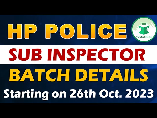 HP Police Sub Inspector Online Batch Details | Demo Classes Link in Description class=