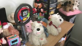 The singing westies infrared activated toy dogs set, sings I got you babe music