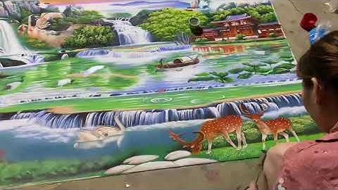 Tranh Đá Quý Sơn Thủy Hữu Tình| tranh đá quý hùng chè