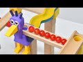 *Marble Run マーブルラン ASMR* Red Marble, Wooden track, Opila bird