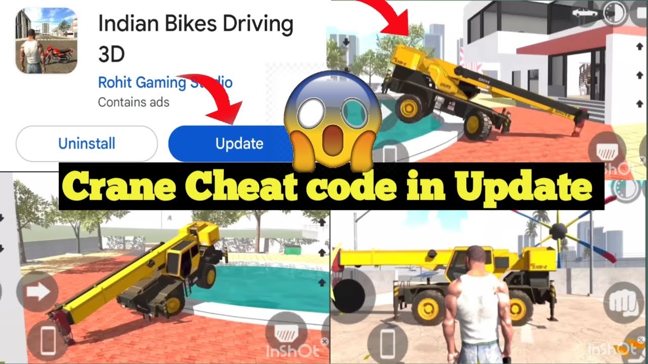 New Crane Cheat code in Update 🤯|| Indian bike driving 3D.