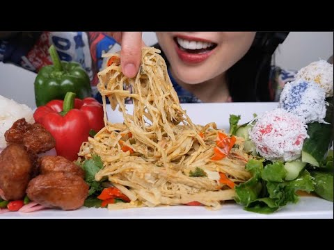 BAMBOO SALAD + FRESH VEGGIES (ASMR EATING SOUNDS) NO TALKING | SAS-ASMR