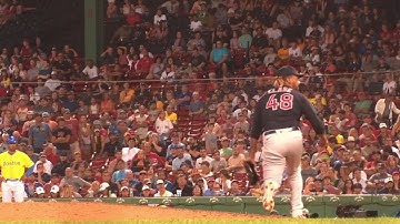 Emmanuel Clase Slow Motion Pitching Mechanics (3rd Base Side View)