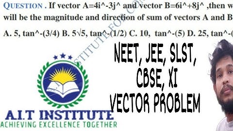 If vector A=4i^-3j^ and vector B=6i^+8j^ ,then what  ill be the magnitude | Neet | XI | JEE | SLST