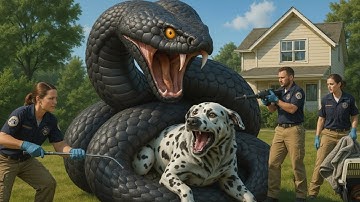 Heroic Animal Rescue Team Successfully Rescued a Dog From a Giant Python