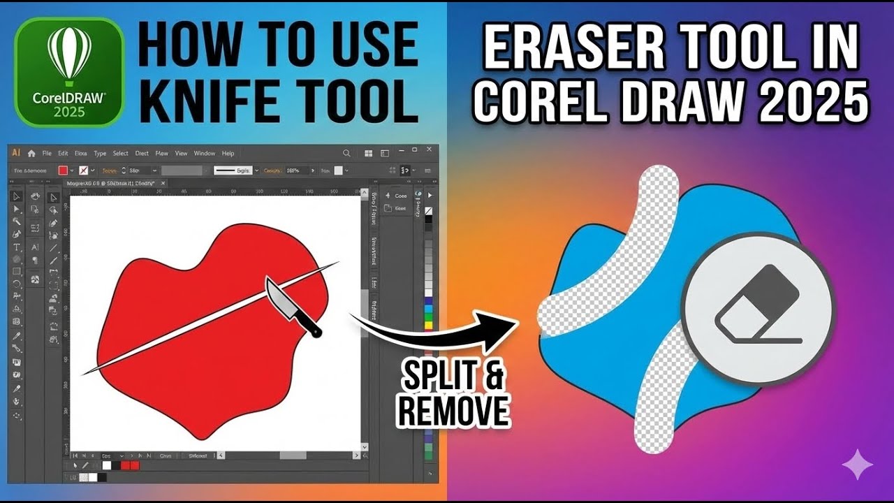 corel draw 2025 use knife or eraser tools
