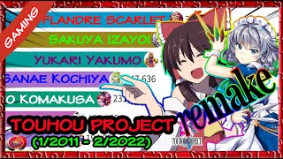 (Remake) Xếp hạng nhân vật Touhou Project (1/2011 - 2/2022)| Most characters of Touhou Project