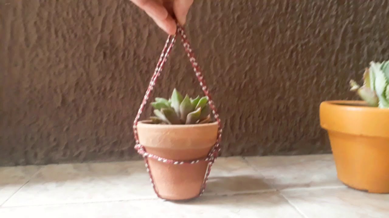 SUPORTE SUSPENSO PARA VASOS DE PLANTAS MUITO FÁCIL  DE FAZER