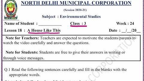 Class 3 EVS | A House like this | week 24 | FirstStep | worksheet Solution