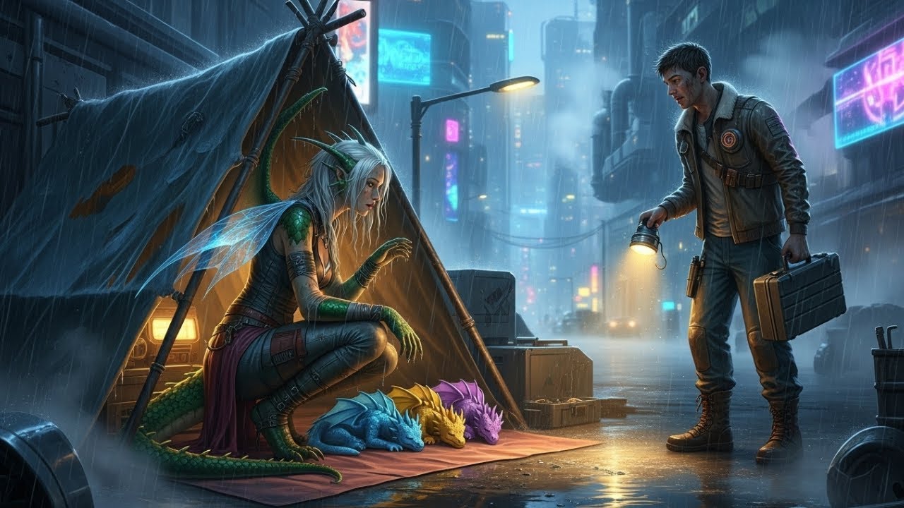 Eine Drachenfrau zog drei Kinder in einem Zelt groß – bis ein menschlicher Mechaniker sagte: „Ihr...