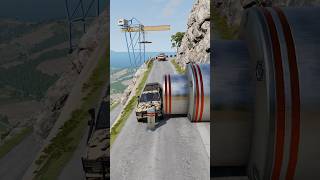Cars & School Bus vs Giant Pit Bollards Crash  - BeamNG.Drive screenshot 2