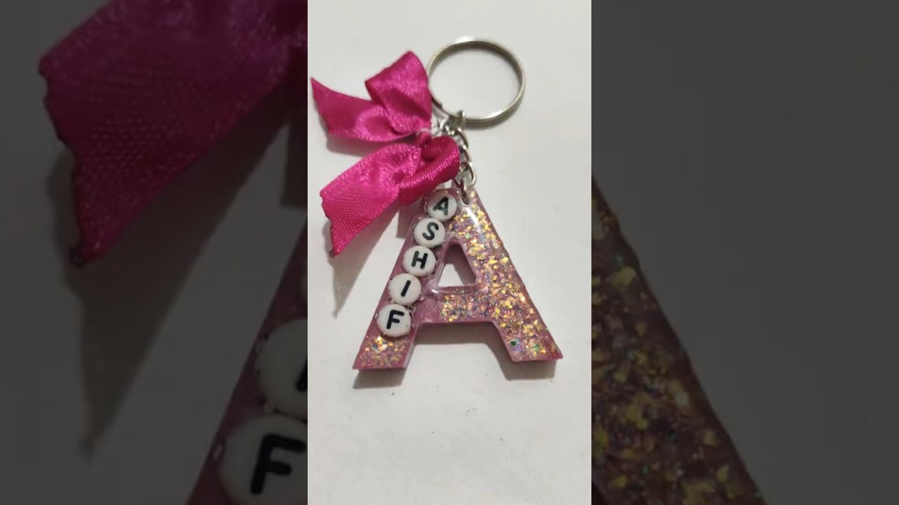 Handmade Resin Keychain with Alphabet Beads Name 🥰 |