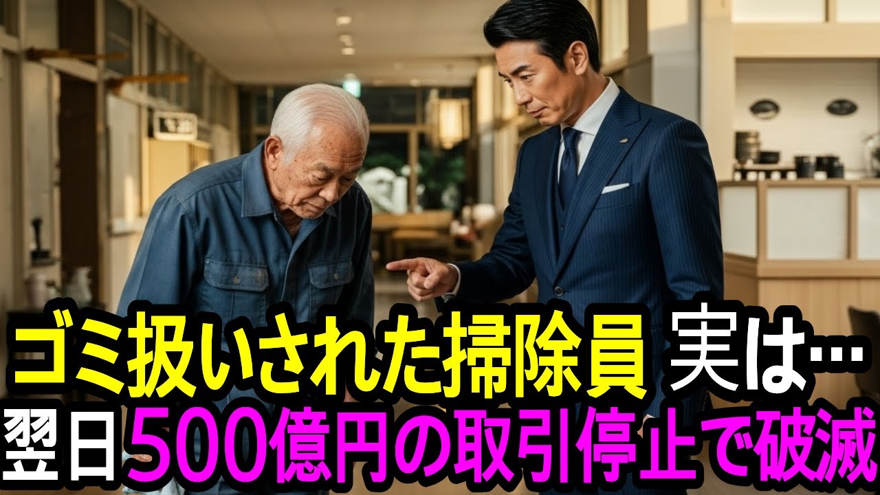 子会社の清掃員をゴミ扱いした傲慢な銀行支店長、翌日に500億円の取引停止で顔面蒼白「実はグループの創業者だぞ」【感動する話】【朗読】
