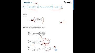 Question 22 - [SPQ] If y = log tan(π/4+x/2), then prove that dy/dx − secx = 0