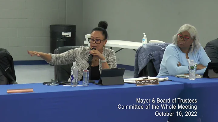 Mayor & Board of Trustees Committee of the Whole Meeting October 11, 2022 Broadcast Version