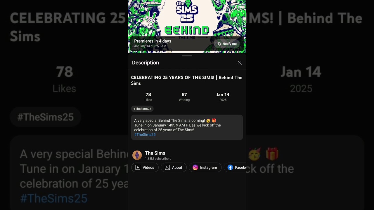 Behind the Sims presentation January 14, 2025 @ 9 am PST 