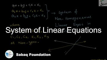 System of Linear Equations, Math Lecture | Sabaq.pk