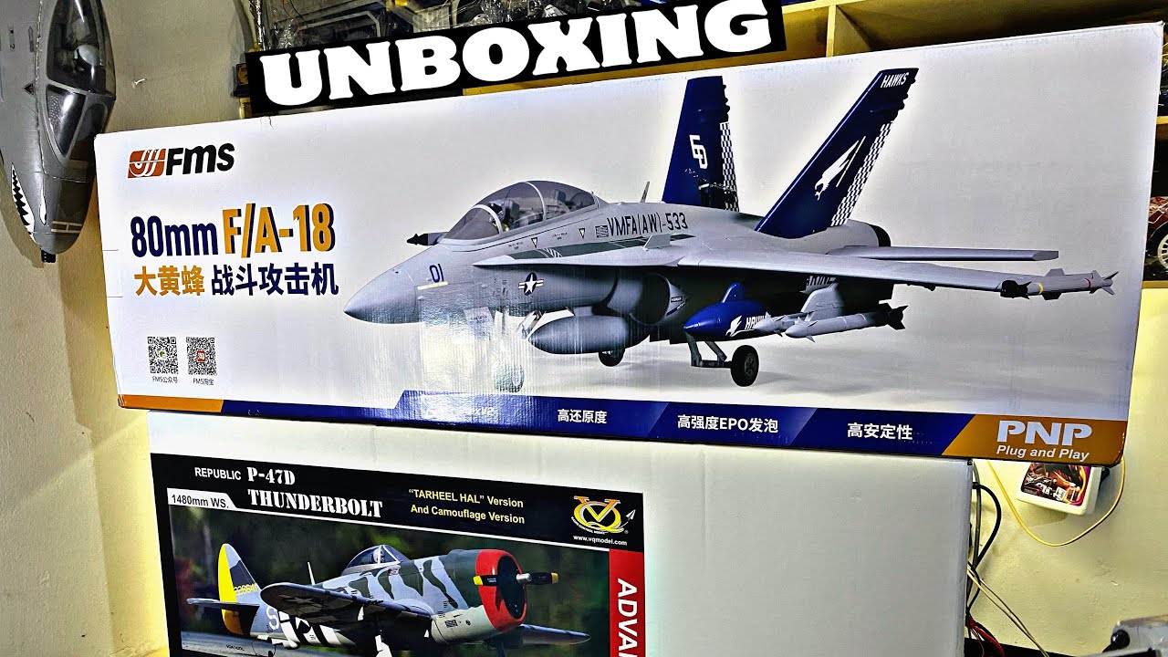 UNBOXING FMS F/A18 80MM EDF RC AIRPLANE PNP V2 - YouTube