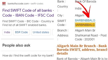 SWIFT Code | swift code kaise pata kare | स्विफ्ट कोड कैसे पता करें
