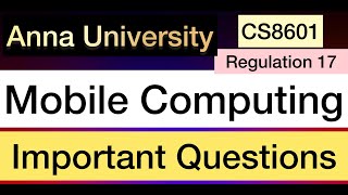 Mobile Computing | Important Questions | Anna University | Tamil Net Worth