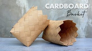 BEAUTIFUL CARDBOARD BASKET | DIY Cardboard Weaving | Arts & Crafts